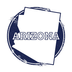 Arizona vector map. Grunge rubber stamp with the name and map of Arizona, vector illustration. Can be used as insignia, logotype, label, sticker or badge of USA state.