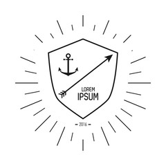 anchor and arrow  icon. Hipster Style design. Vector graphic