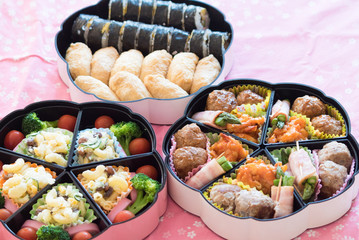 bento (Japanese lunch box) , Inari Sushi  and Norimaki