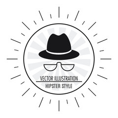 hat and glasses icon. Hipster Style design. Vector graphic