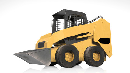 Small loader, industrial construction machine, heavy vehicle isolated on white background