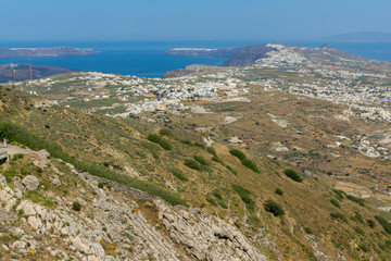 Fototapeta na wymiar Panoramic view of Santorini island, Thira, Cyclades, Greece