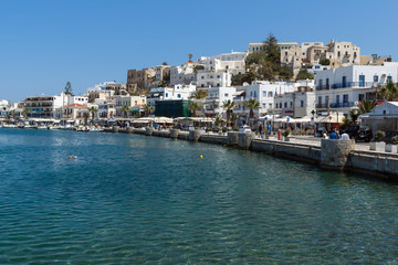 Fototapeta na wymiar Embankment of Chora town, Naxos Island, Cyclades, Greece