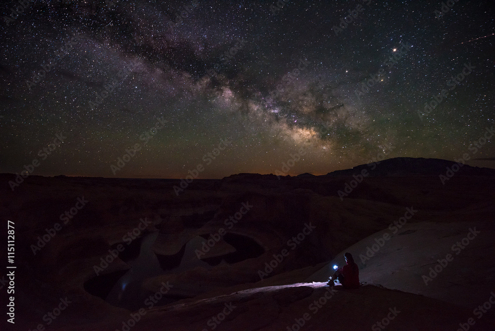 Wall mural clear bright night over lake powell