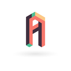 Letter A isometric logo design.