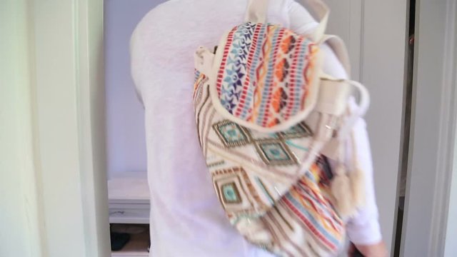 Opens The Door Of Her Hotel Room With An Electronic Key Card