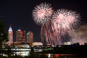 Columbus, Ohio fireworks on Independence Day. Fourth of July celebrate