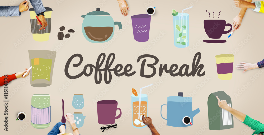 Wall mural Coffee Break Beverage Pause Relaxation Casual Concept - Wall murals