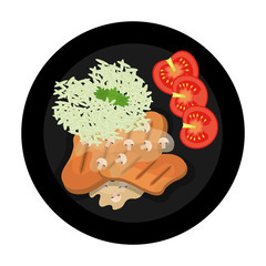 Delicious plate with diferents ingredients on it, vector illustration.