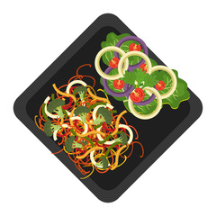Delicious plate with diferents ingredients on it, vector illustration.
