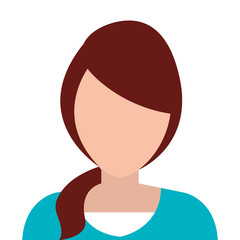 Young and elegant woman profile isoalted flat design, vector illustration.