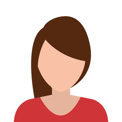 Young and elegant woman profile isoalted flat design, vector illustration.
