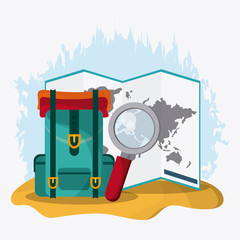 Baggage and implements icon. Time to travel design. Vector graph