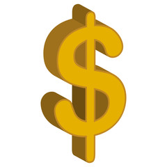 Money or cash symbol in golden, business and currency concept vector illustration.