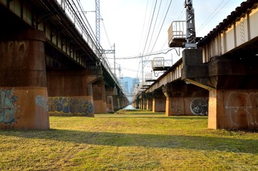 Fototapeta na wymiar 淀川の鉄橋