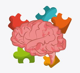 Brain and puzzle icon. Thinking design. Vector graphic