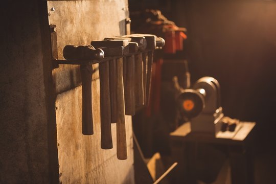 Blacksmith's tools at workplace