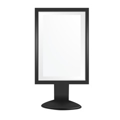 VECTOR ADS: Black Framed Glass POS POI Outdoor 3D Advertising on Isolated white background. Mock-up template ready for design.