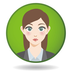 asian woman front face cartoon avatar icon