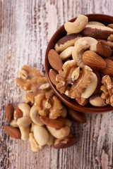 Mix nuts  on wooden background