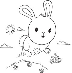 Cute Bunny Rabbit Vector Illustration Art