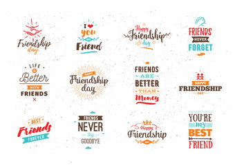 Happy Friendship day vector typographic design.
