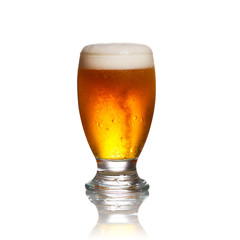 Glass of beer isolated on white background