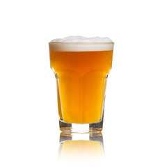 Glass of beer isolated on white background