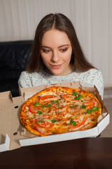 Woman and pizza