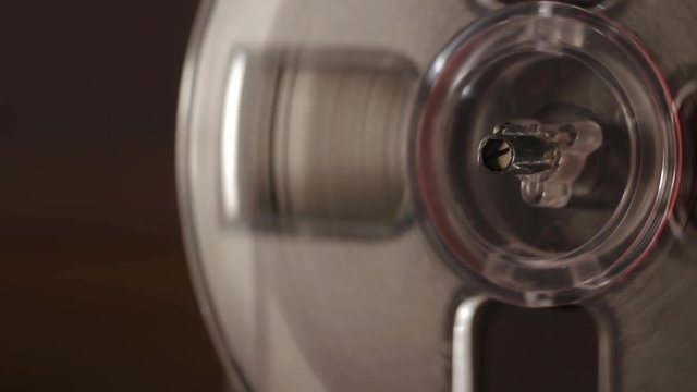 Reel Tape Recorder Panoramic Close-Up Shot