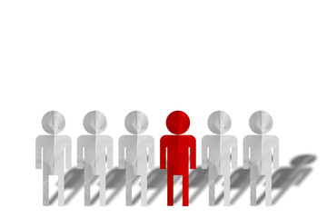 Red Business man paper cut, grey Business man Group on white bac