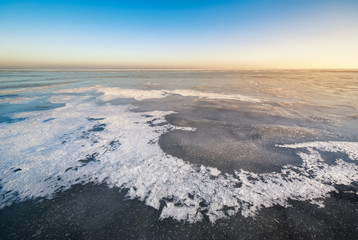 Winter ice landscape. Nature composition.