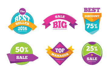 Discount tags banners and stickers vector collection for digital marketing. Badge template for shopping business, special tag and label for promotion shopping illustration