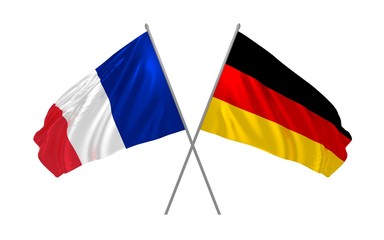 3d illustration of Germany and France flags together waving in the wind