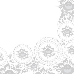 Vintage shabby Chic greeting card with flowers and leaves Grey flowers on white background. Vector