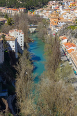 Naklejka premium Aerial view of the monumental city of Cuenca, Spain