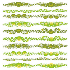 Fototapeta premium Vintage floral elements, green on white background for your design. Vector