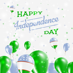 Uzbekistan Independence Day Patriotic Design. Balloons in National Colors of the Country. Happy Independence Day Vector Greeting Card.