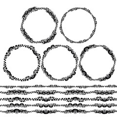 Vintage floral elements, black on white background. template for your design. Used pattern brushes included.  Seamless pattern for frames and borders. Vector