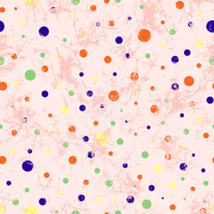Seamless vector dotted pattern. Creative geometric pink background with dots. Grunge texture with attrition, cracks and ambrosia. Old style vintage design. Graphic illustration.