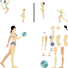 Summer kit. Kit for creating illustrations on the theme of summer recreation and sport