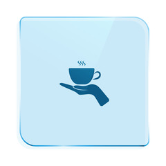 Hand with coffee cup sign icon, vector illustration