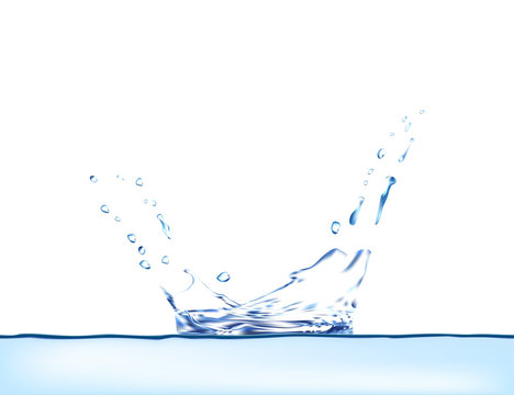 Blue water splash vector. 3d illustration.