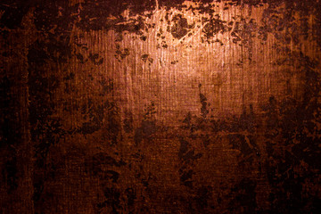 old scary rusty rough golden and copper metal surface texture/background for Halloween or haunted house games background/texture of wall - obrazy, fototapety, plakaty