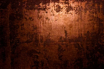 Foto op Plexiglas old scary rusty rough golden and copper metal surface texture/background for Halloween or haunted house games background/texture of wall © kamolcha