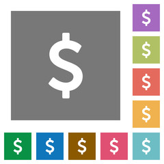 Dollar sign square flat icons