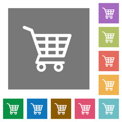 Shopping cart square flat icons