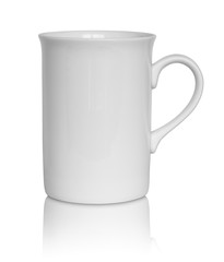 empty white cup isolated on white background