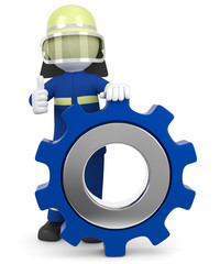 3d Männchen vom technischen Hilfswerk, thw, mit Zahnrad