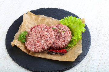 Raw burger cutlet